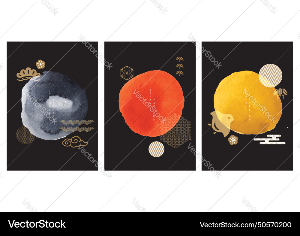 Abstract art background with traditional japanese vector image