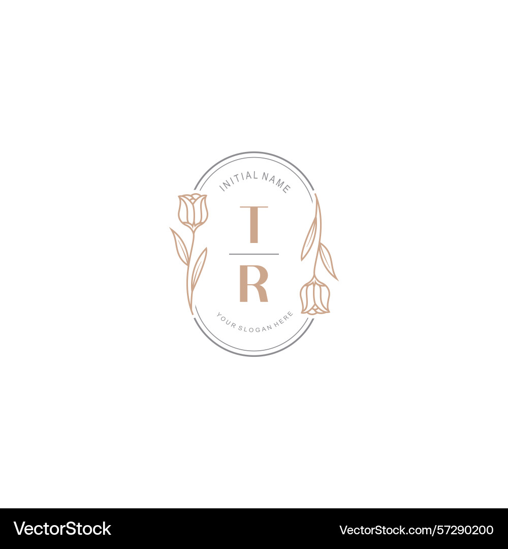 Botanical monogram logos with initial tr Vector Image