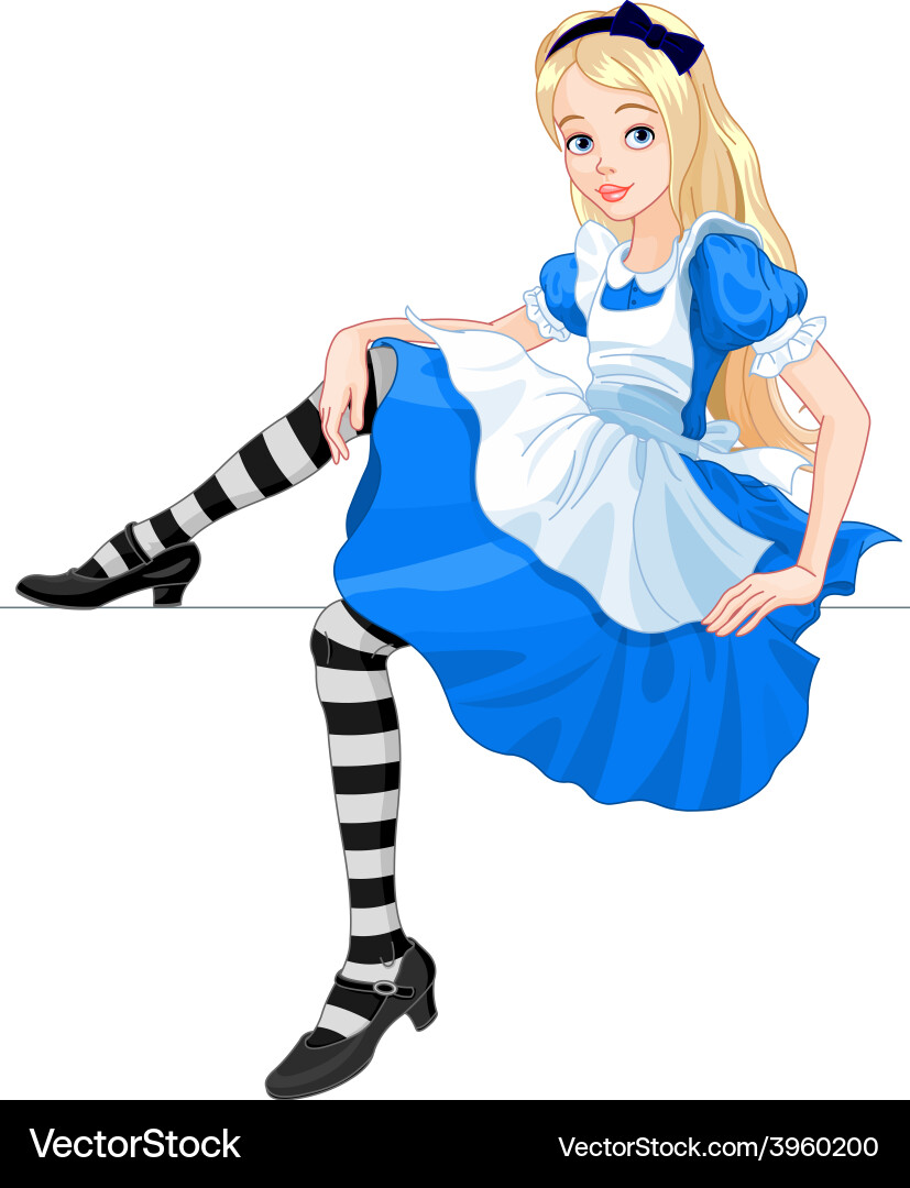 Cute Alice in Wonderland Girl Vector Image