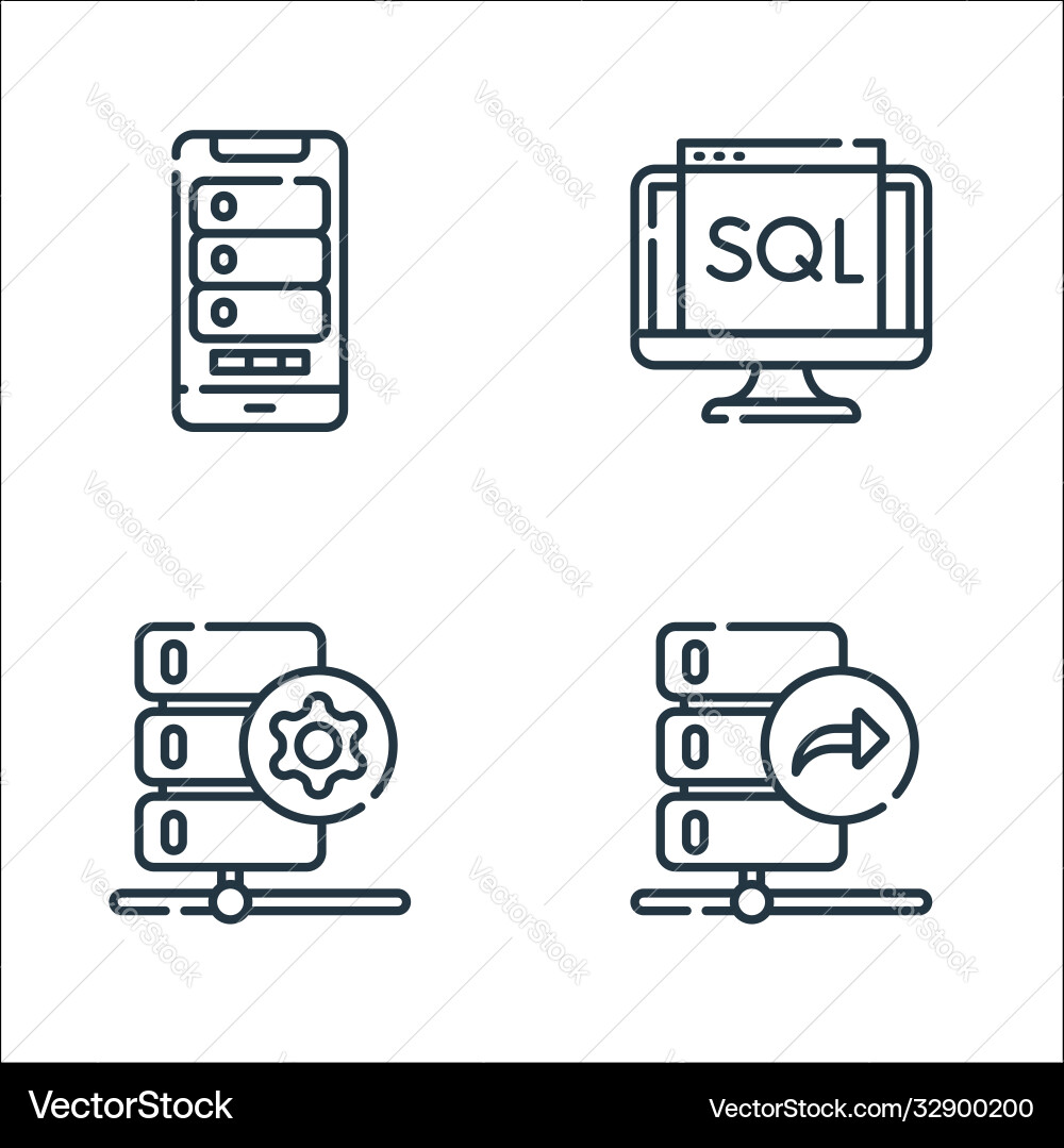 Database and servers line icons linear set Database and servers line icons linear set Vector Image