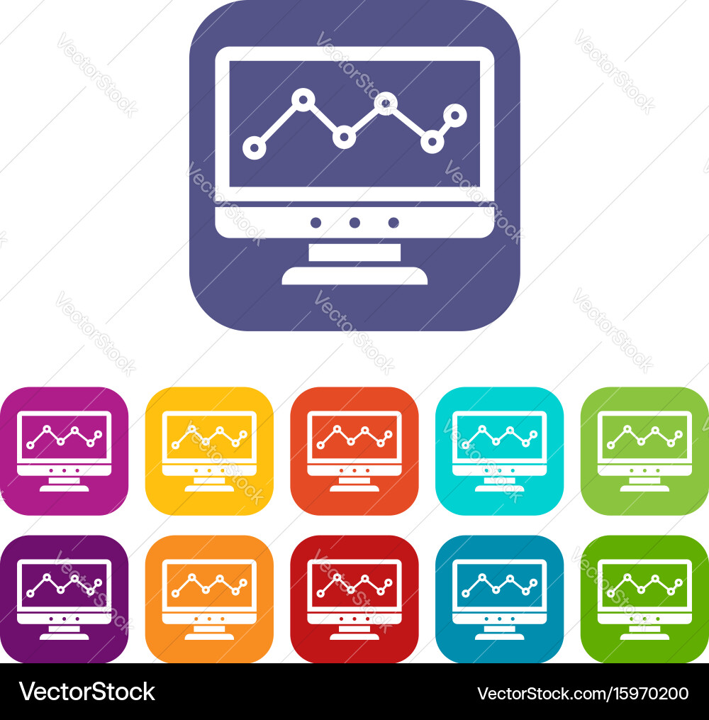 Diagramm in Computer-Bildschirm-Symbole gesetzt vektorbild