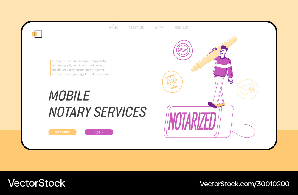Documents authorization landing page template Vector Image