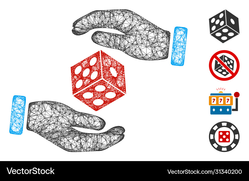 Hands throw dice web mesh Hands throw dice web mesh Vector Image