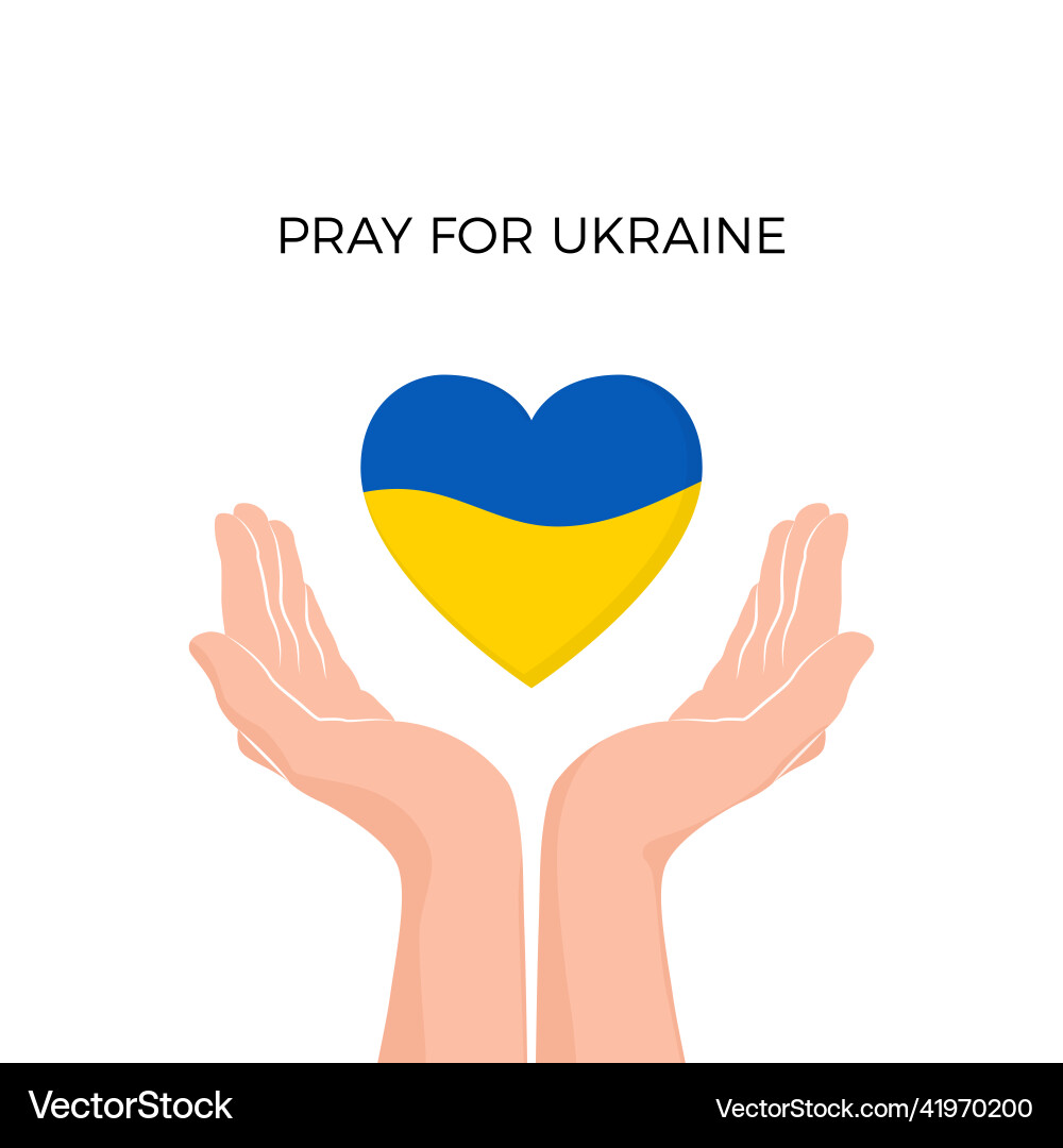 Hands with heart silhouette in ukrainian flag Hands with heart silhouette in ukrainian flag vector image