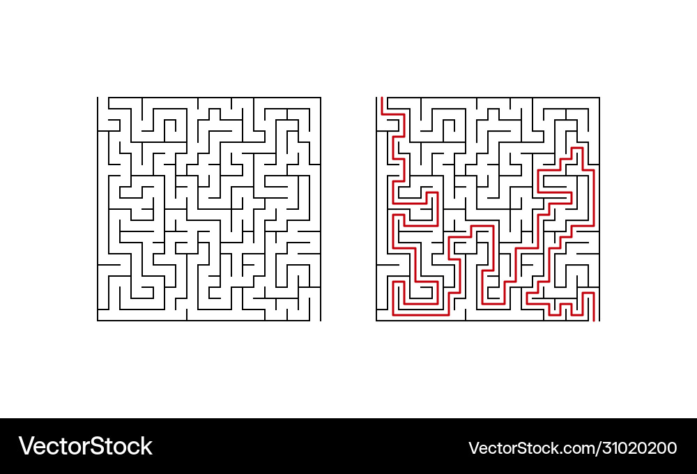 Line puzzle with solution Line puzzle with solution vector image