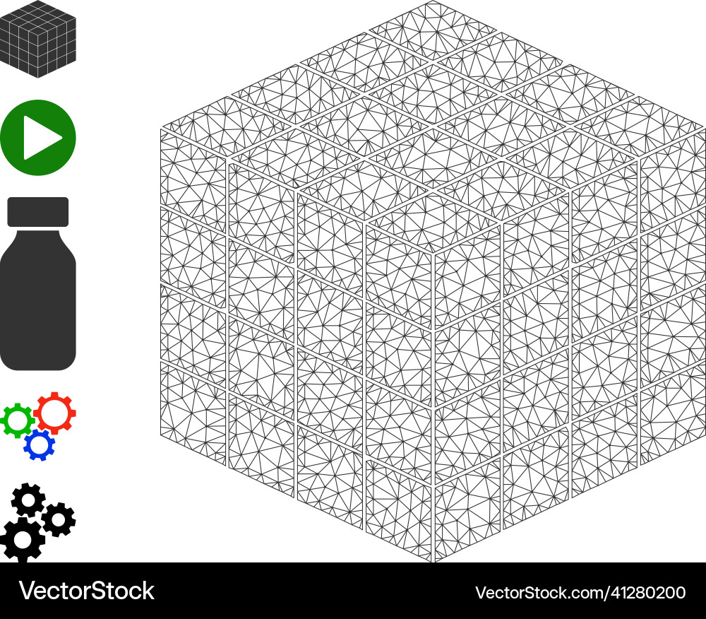 Mesh network isometric cube icon Mesh network isometric cube icon vector image