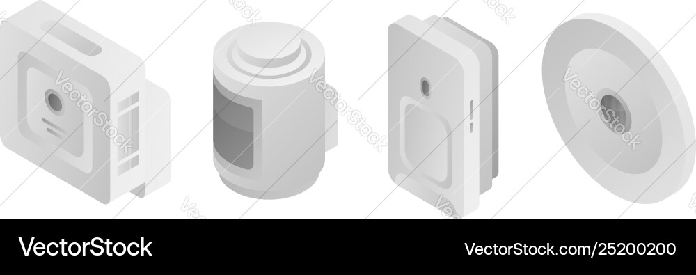 Motion sensor icons set isometric style Motion sensor icons set isometric style vector image