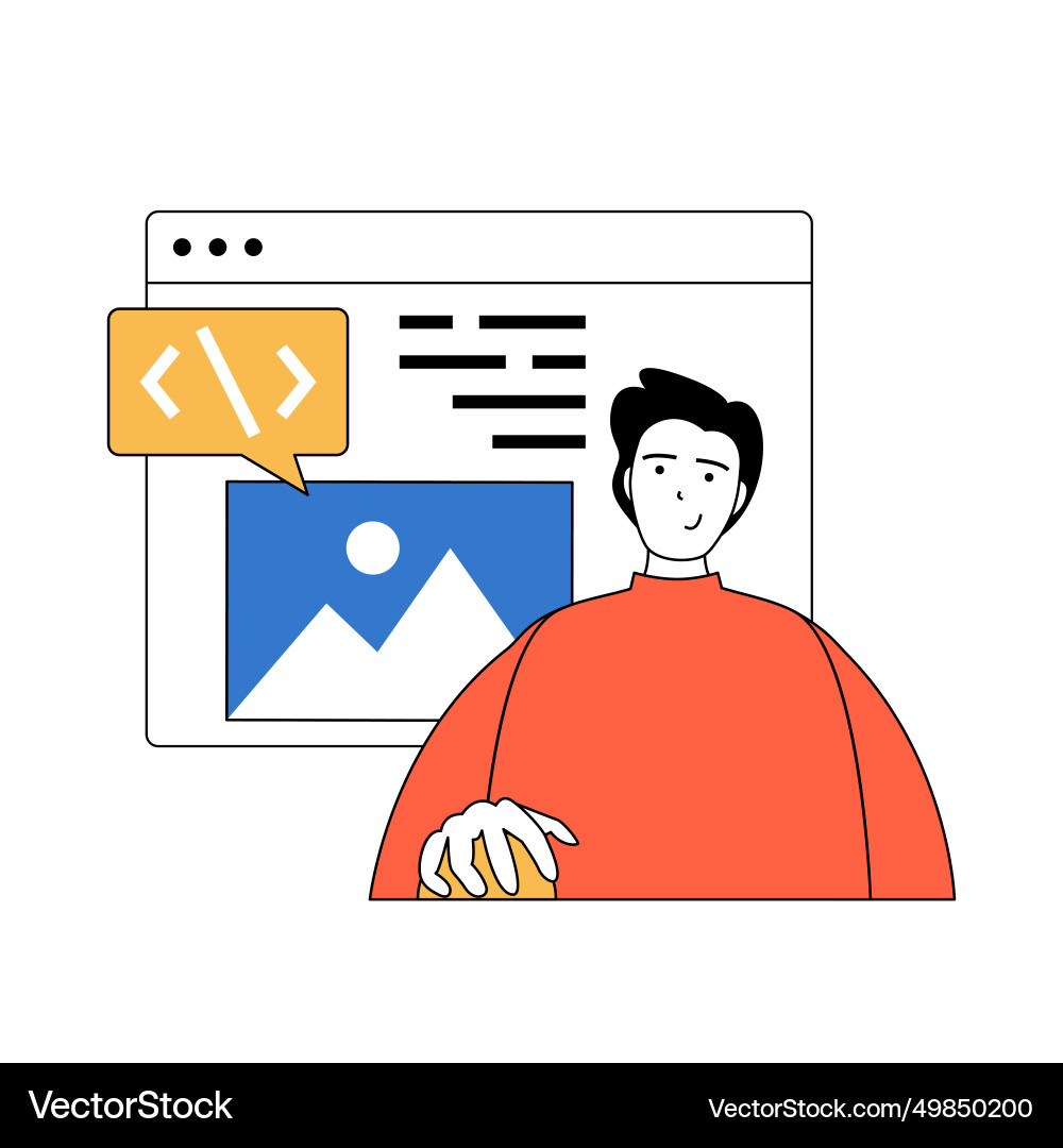 Programming concept with cartoon people in flat vector image