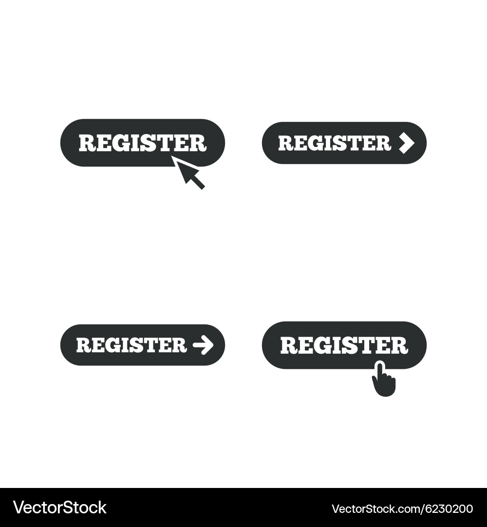 Register with hand pointer icon mouse cursor vector image