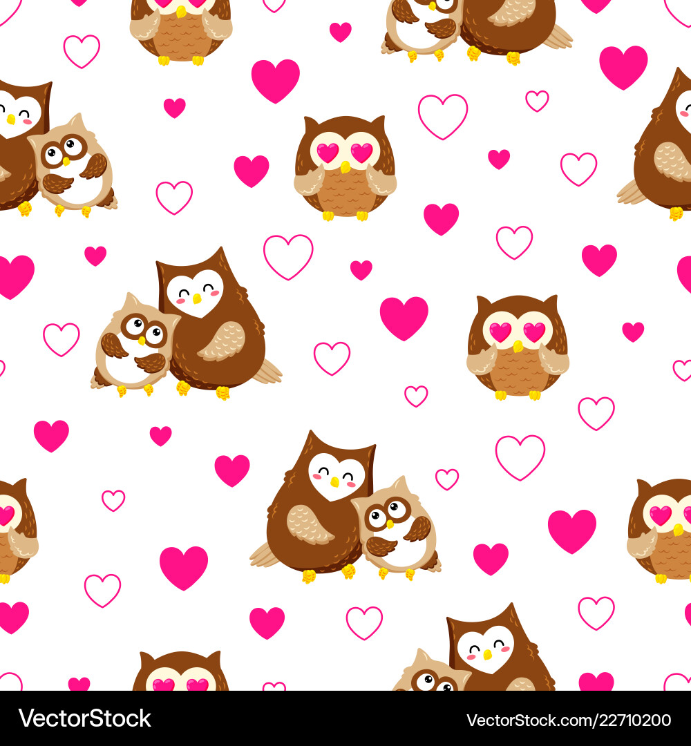 Seamless texture with cute cartoon owls Seamless texture with cute cartoon owls vector image