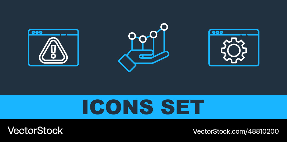 Set line browser setting with exclamation mark Set line browser setting with exclamation mark vector image