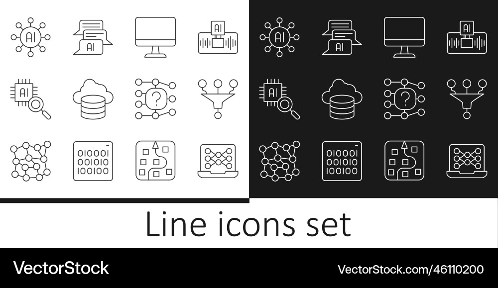 Set line neural network funnel filter computer Set line neural network funnel filter computer vector image