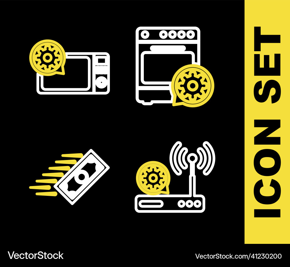 Set line oven setting router and wi-fi fast Set line oven setting router and wi-fi fast Vector Image