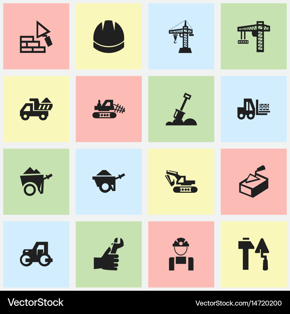 Set of 16 editable structure icons includes vector image