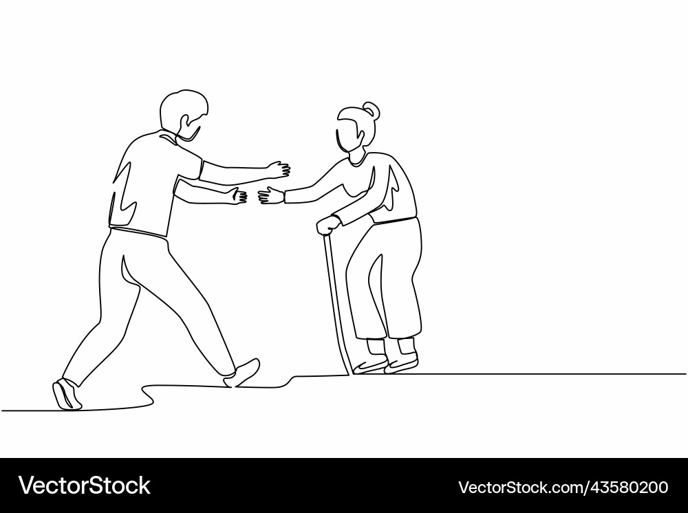 Single continuous line drawing happy man running Single continuous line drawing happy man running vector image