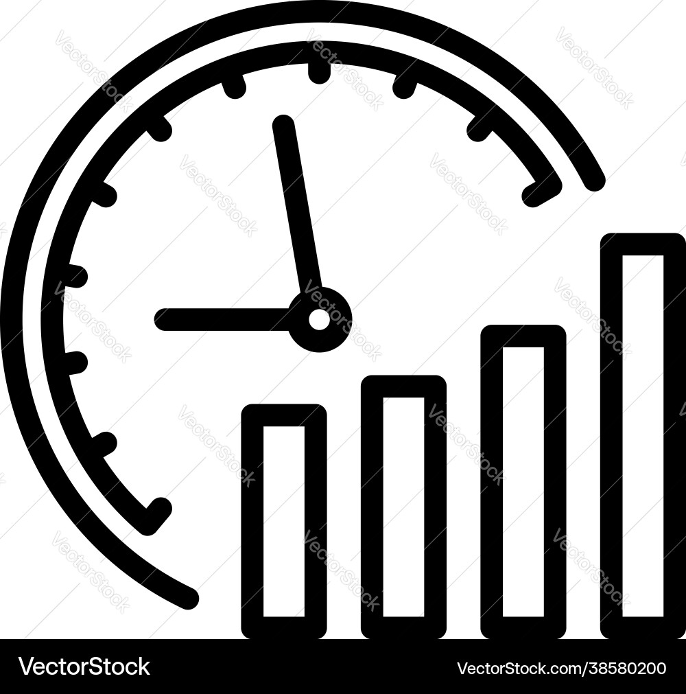 Time graph icon outline number chart bar Time graph icon outline number chart bar vector image