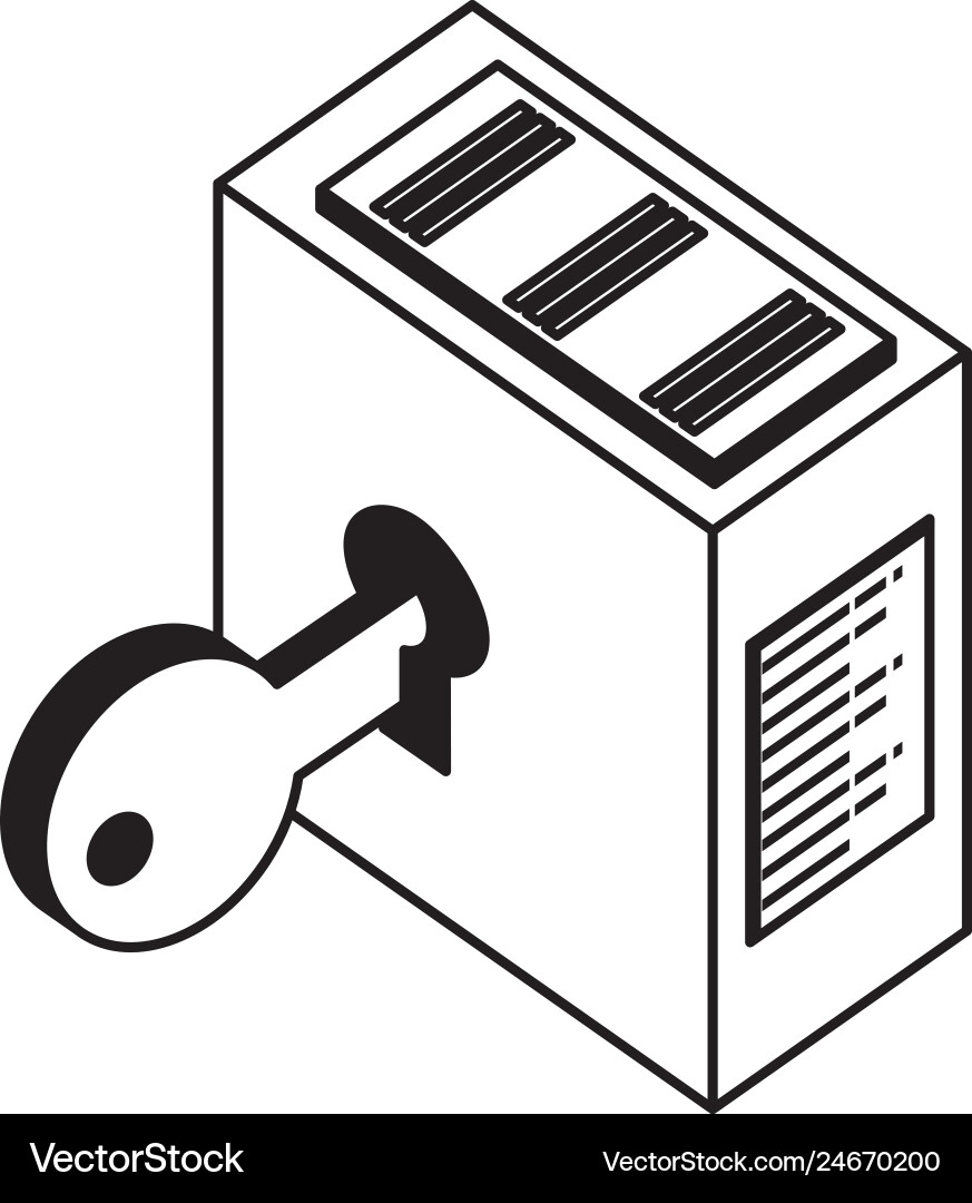 Tower server with key security Tower server with key security Vector Image
