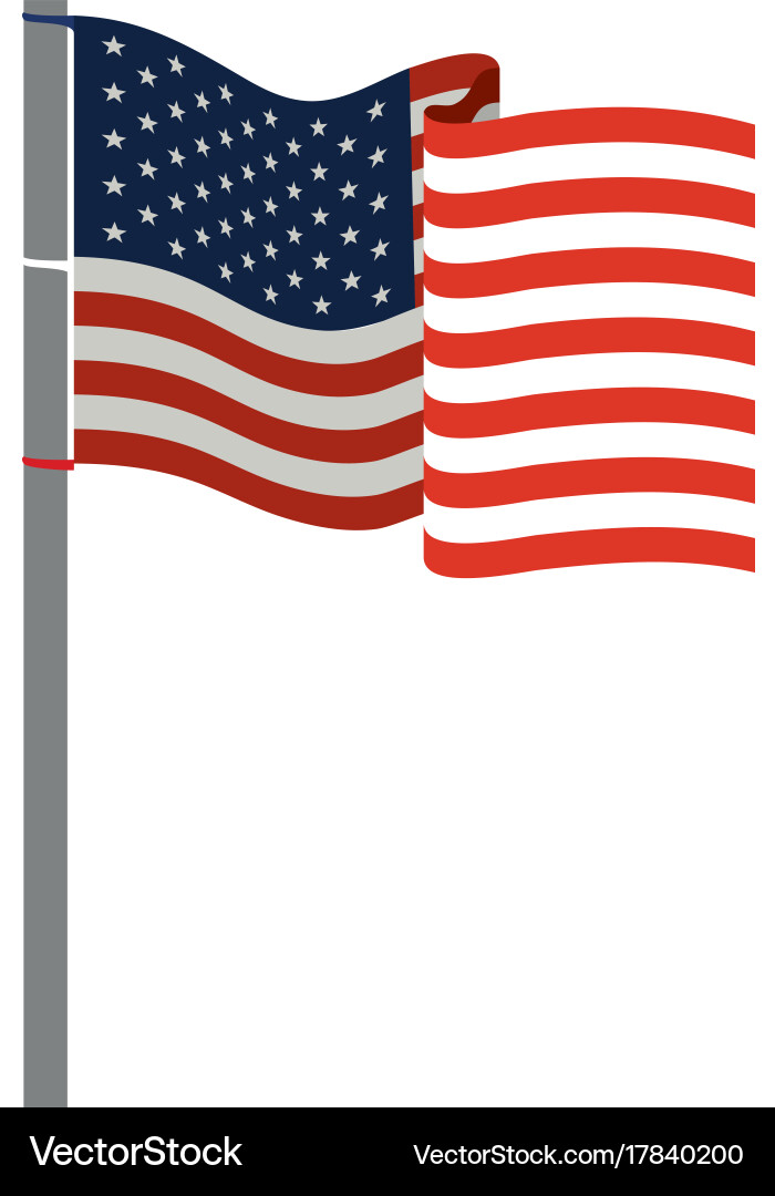 Waving American Flag Silhouette Vector Image