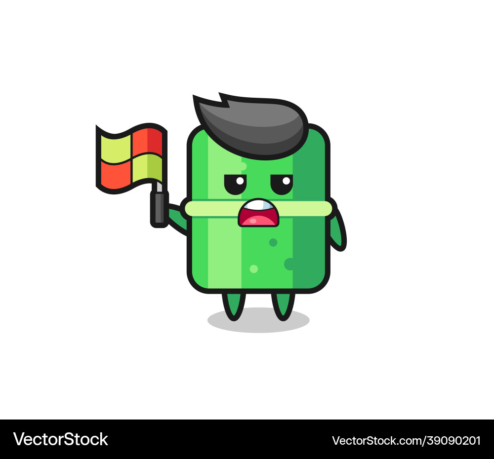 Bamboo character as line judge putting the flag up Bamboo character as line judge putting the flag up vector image