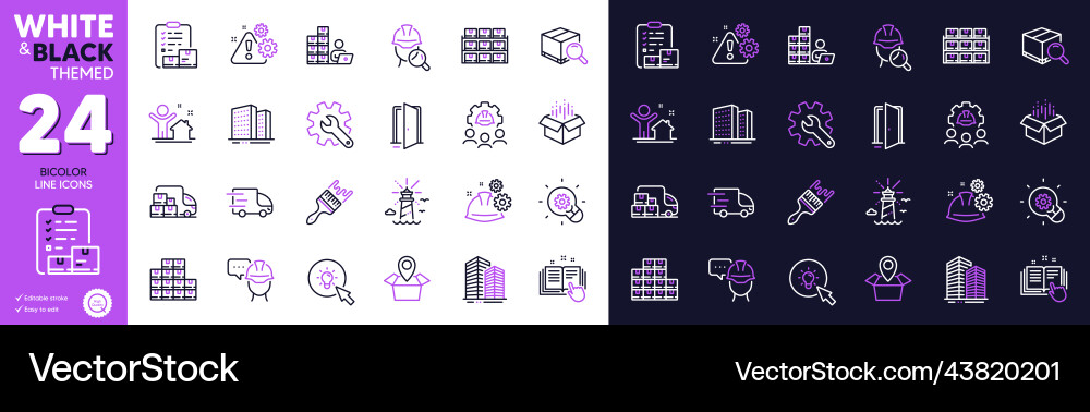 Inventory checklist warning and open box line Inventory checklist warning and open box line Vector Image