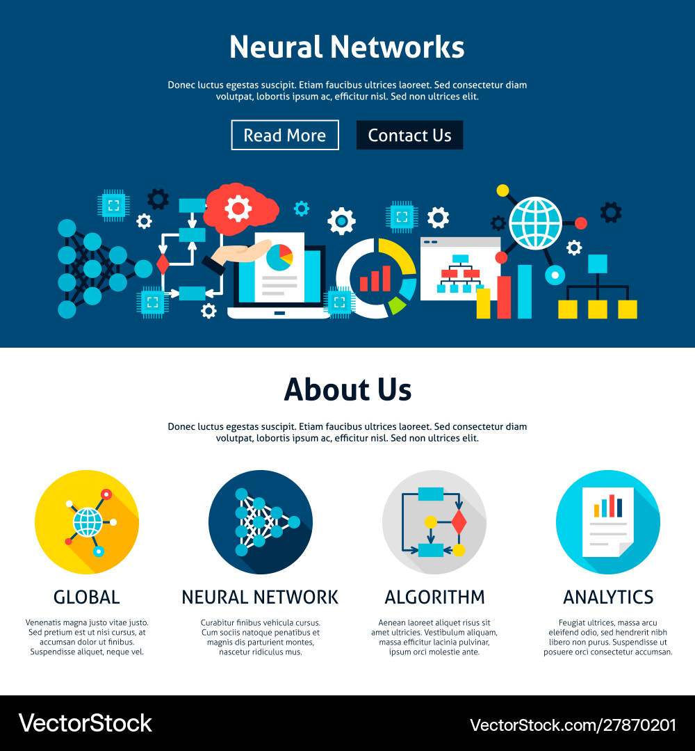 Neural networks website design Neural networks website design vector image