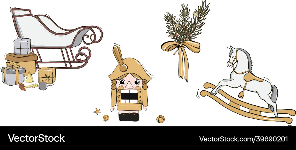 Nutcracker winter season gifts wooden horse toys Nutcracker winter season gifts wooden horse toys vector image