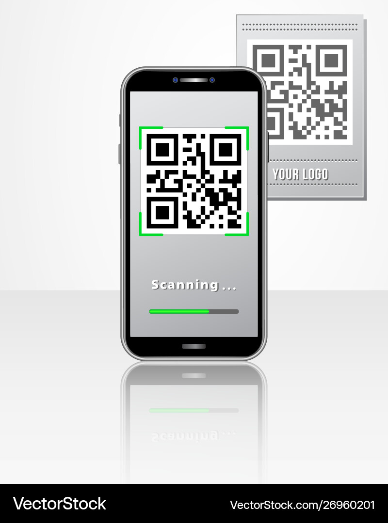 Qr code scanner mobile app on smartphone screen Qr code scanner mobile app on smartphone screen vector image