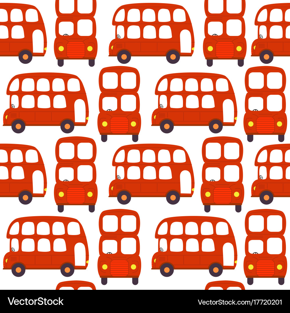 Red Bus Pattern - Seamless Texture vector image