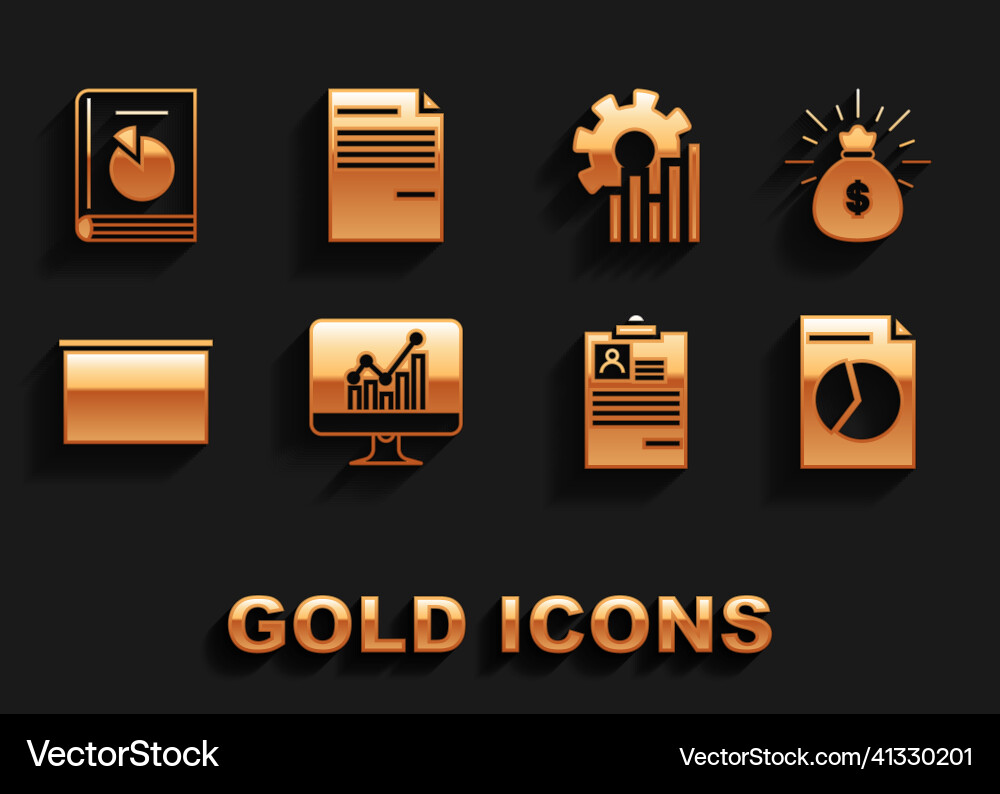 Set computer monitor with graph chart money bag Set computer monitor with graph chart money bag vector image