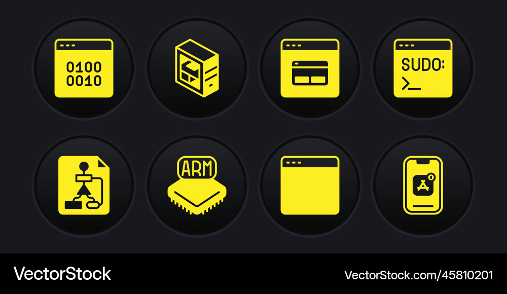 Set flowchart code terminal processor browser vector image