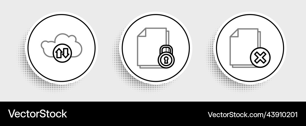 Set line delete file document cloud download Set line delete file document cloud download vector image
