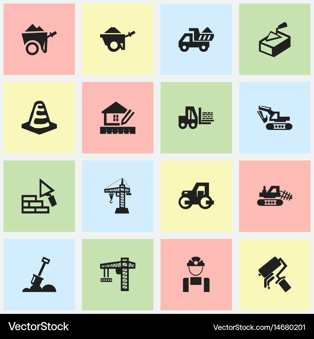 Set of 16 editable structure icons includes vector image