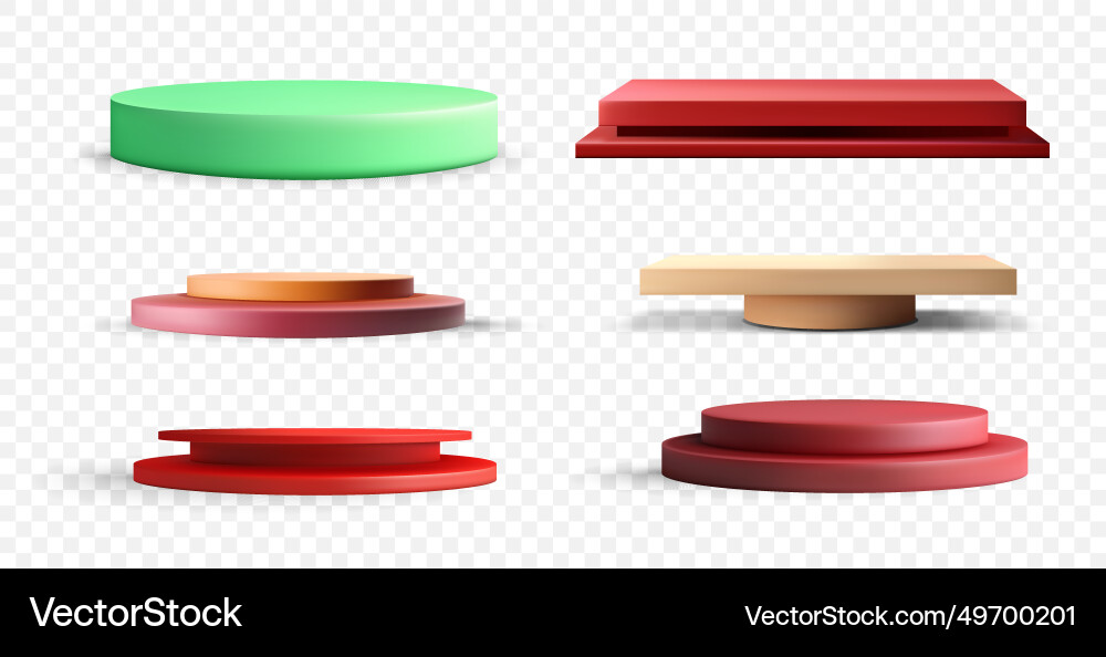 Set of round and rectangular podium with shadow Set of round and rectangular podium with shadow vector image