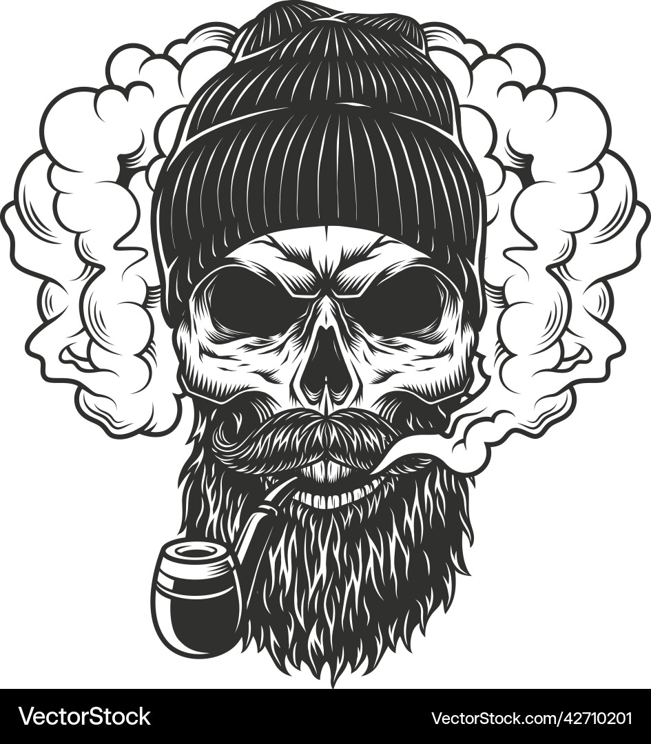 Smoking Skull in Smoke Cloud vector image