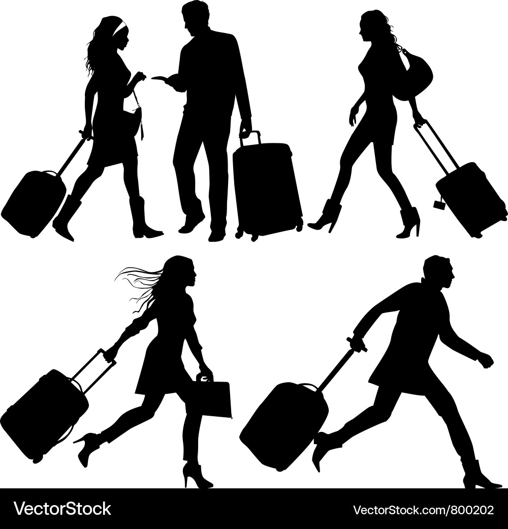 Airport Rush - Silhouettes Vector Image
