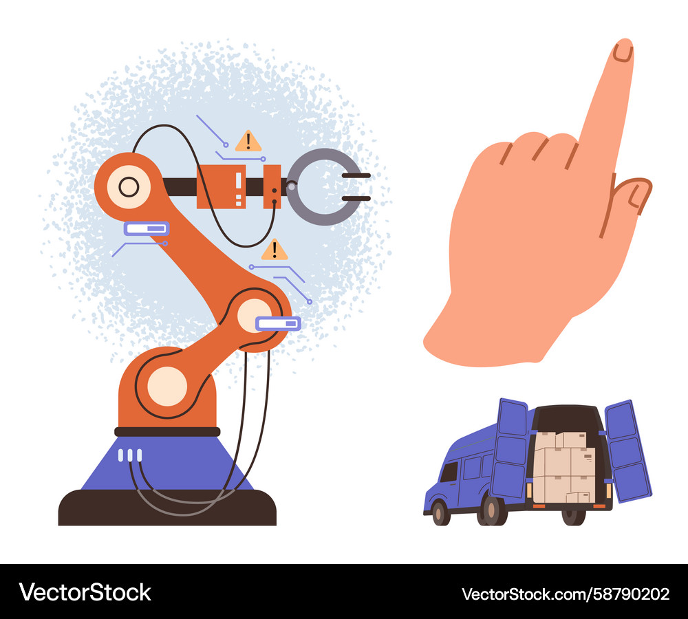 Automated robotic arm gesture control Automated robotic arm gesture control Vector Image