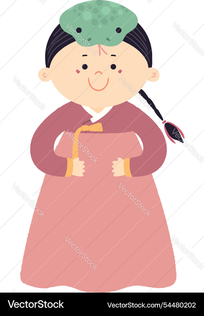 Cute boy in korean clothes hanbok snake hat Cute boy in korean clothes hanbok snake hat vector image