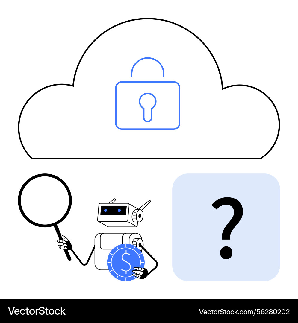 Cybersecurity in cloud storage with ai analyzing Cybersecurity in cloud storage with ai analyzing vector image