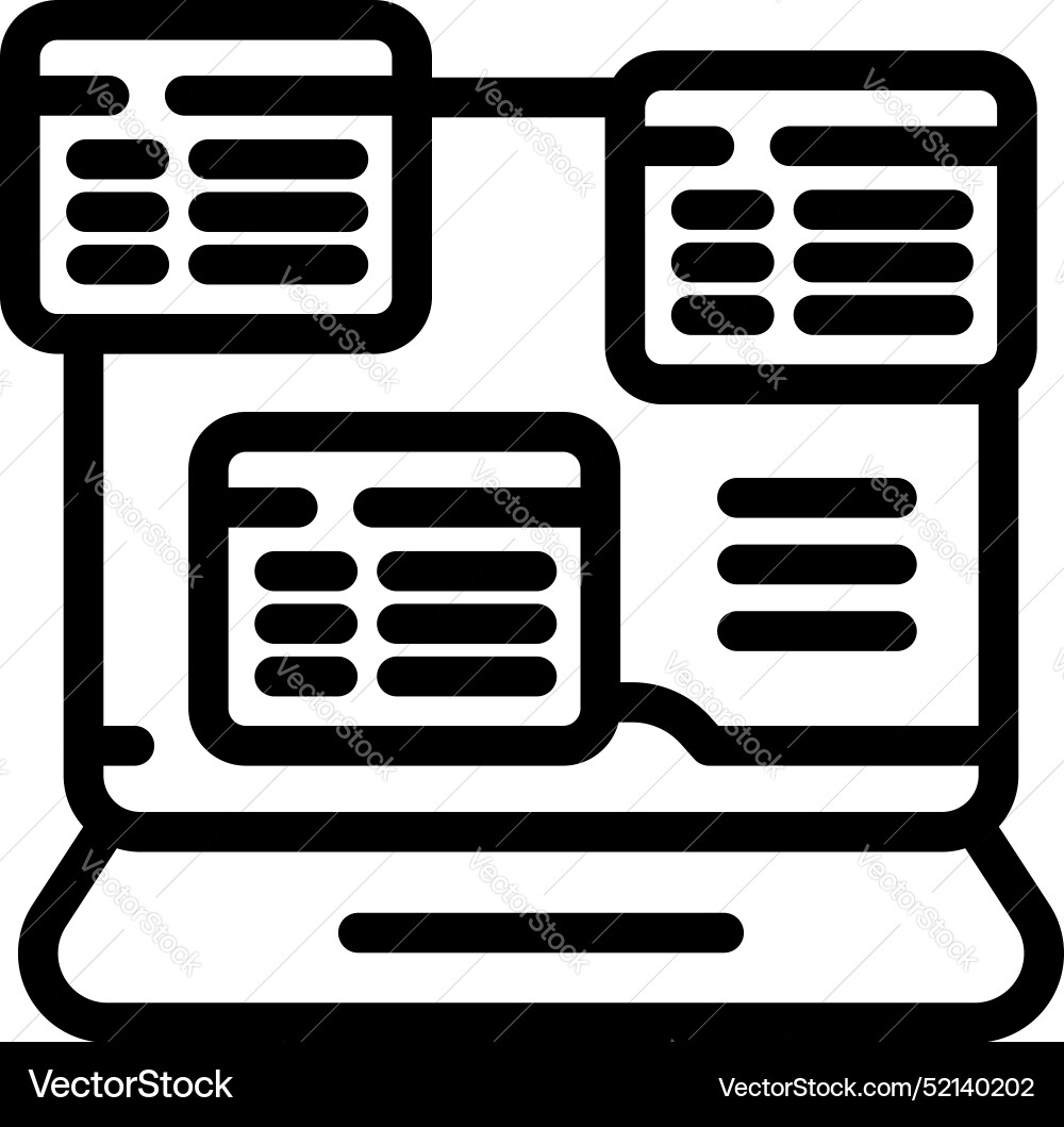 Developer building software with multiple windows Developer building software with multiple windows vector image