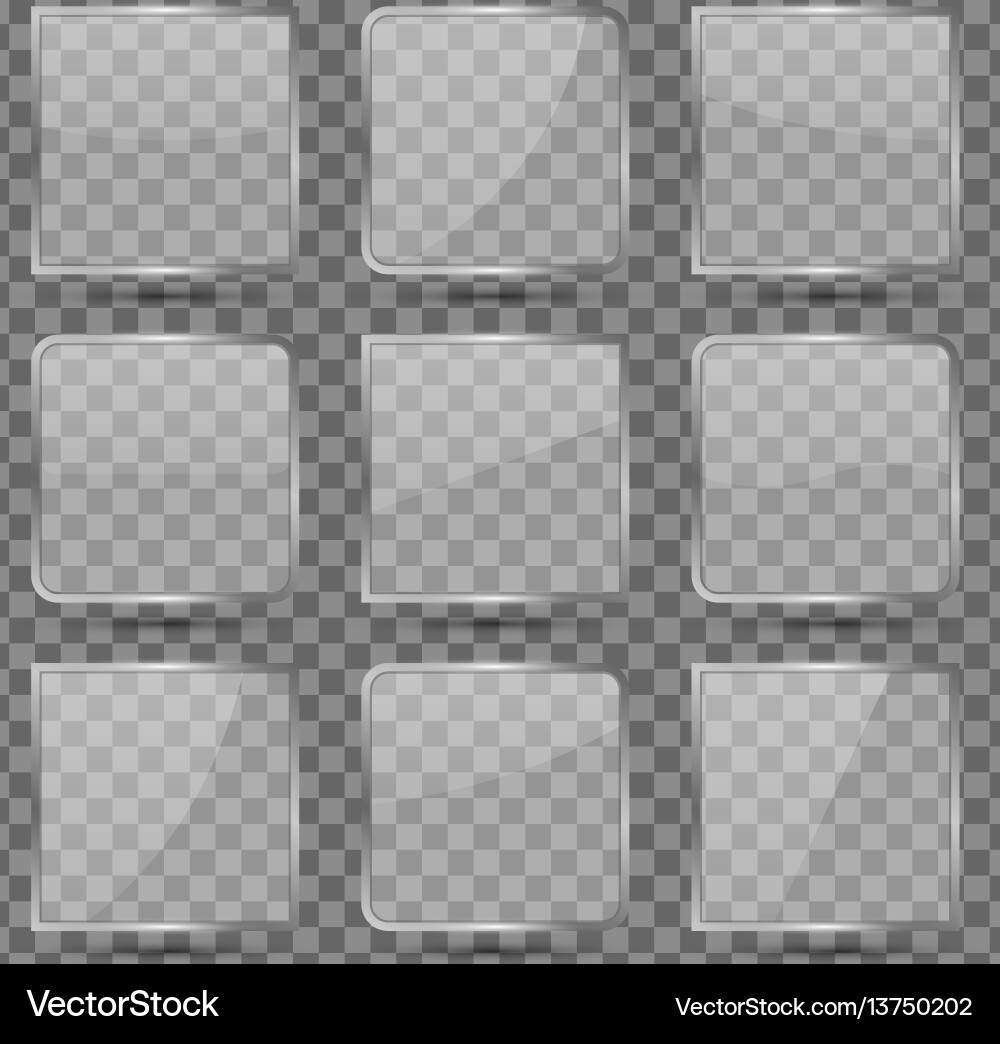 Glass Square Buttons with Reflection vector image