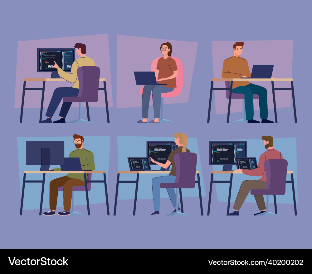 Group workers of developers web Vector Image