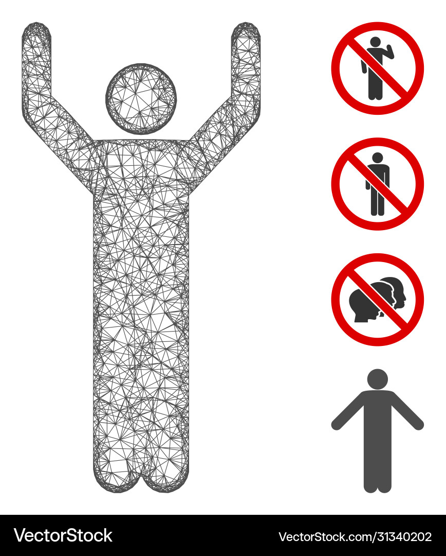 Hands up pose web mesh Hands up pose web mesh Vector Image