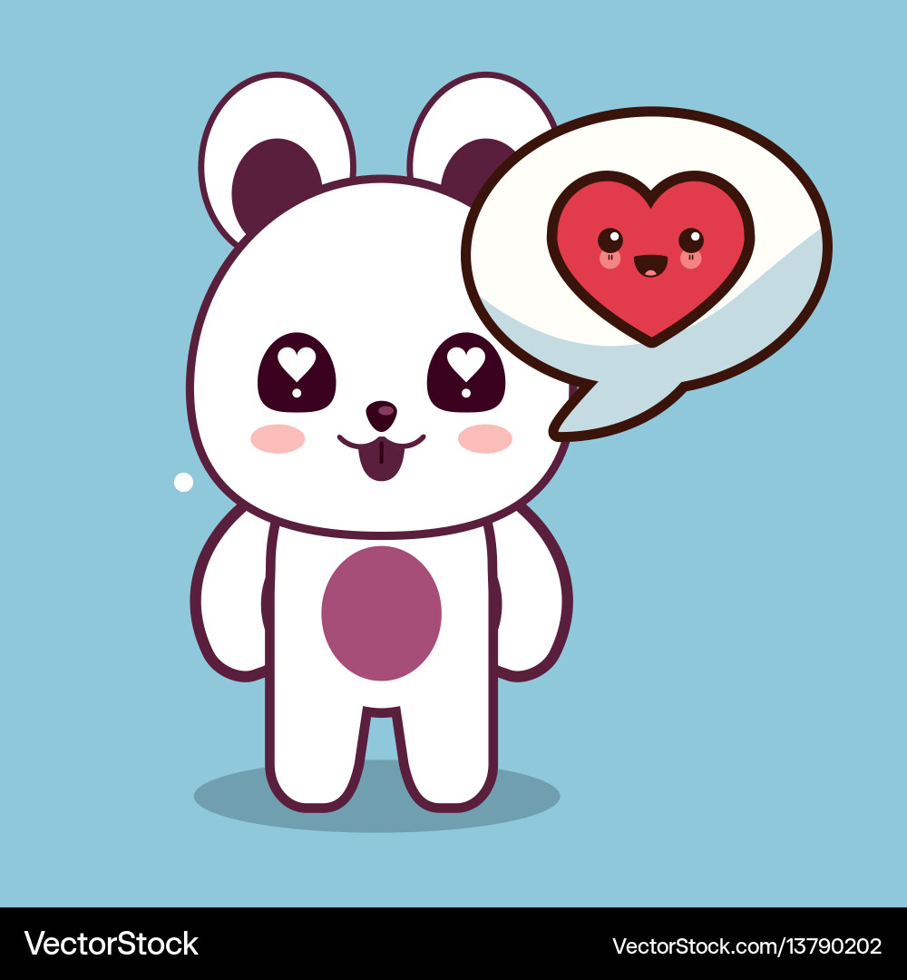 Kawaii bär charakter sprechen liebe Kawaii bär charakter sprechen liebe vektorbild
