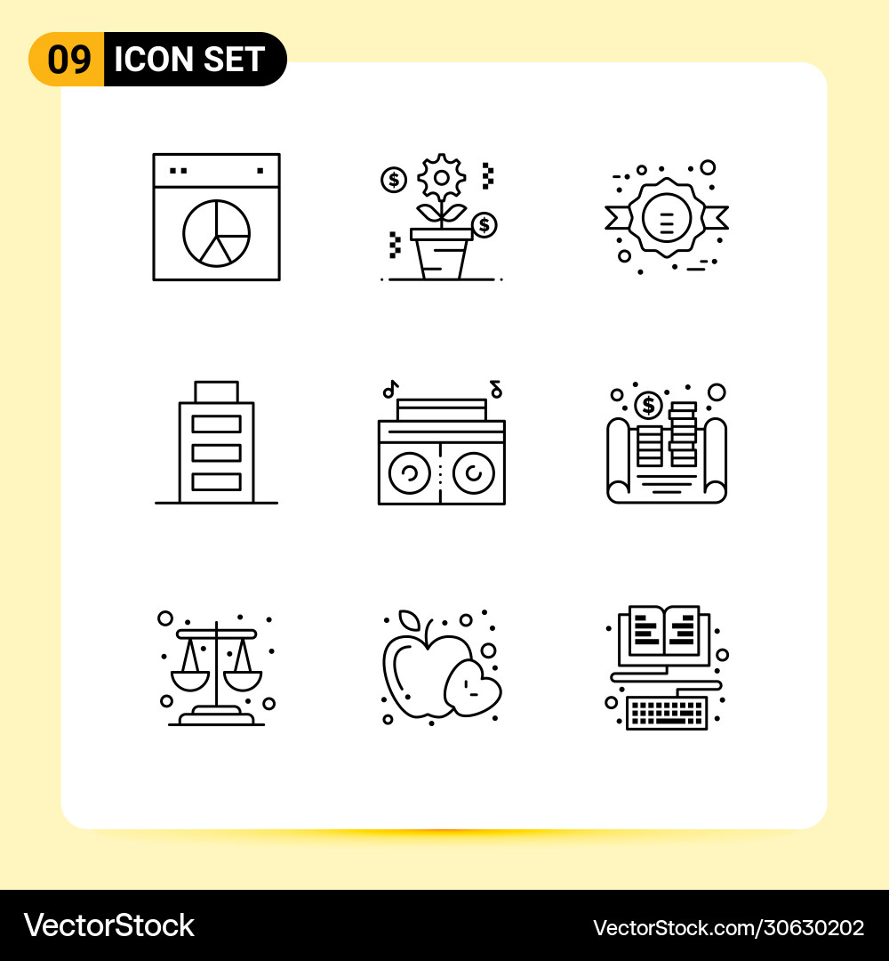 Pictograph set 9 simple outlines player user vector image