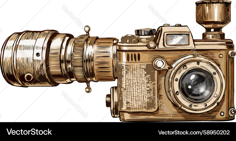 Retro camera with external flash analog Vector Image