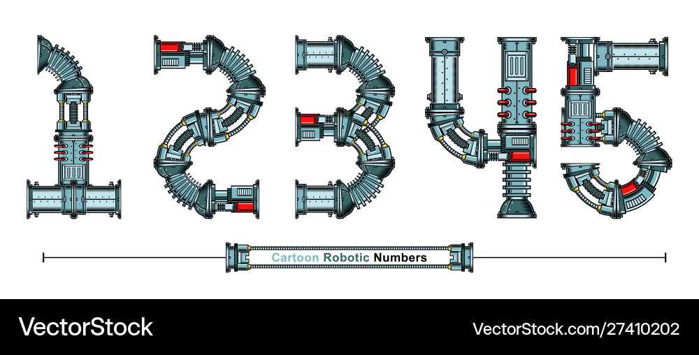 Robotic Numbers Font Set vector image