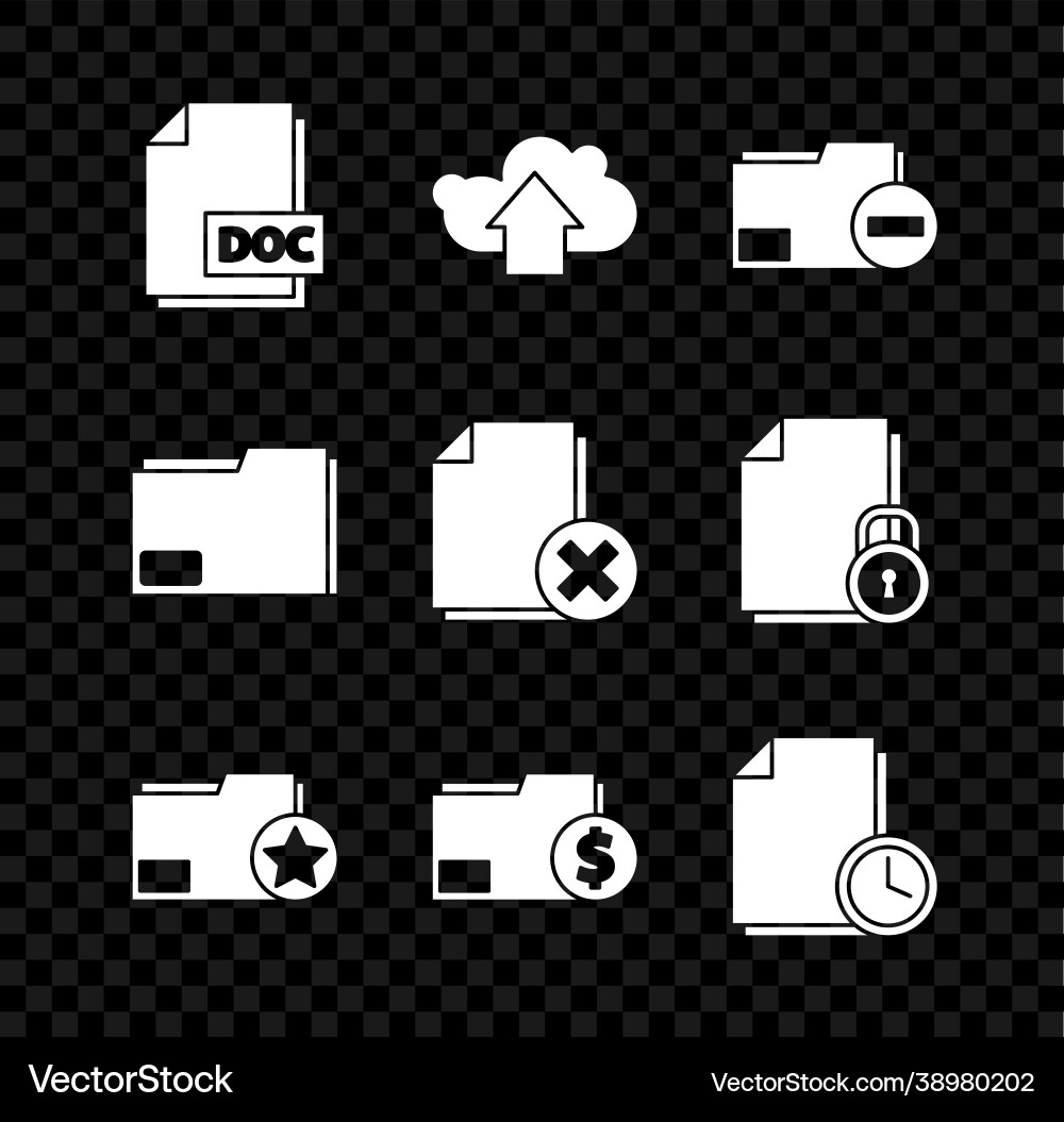 Set doc file document cloud upload Set doc file document cloud upload vector image