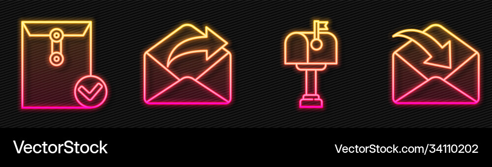 Set line mail box envelope and check mark Set line mail box envelope and check mark vector image