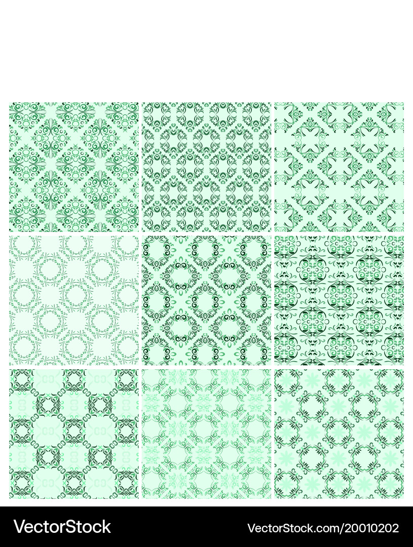 Set of nine seamless pattern vector image