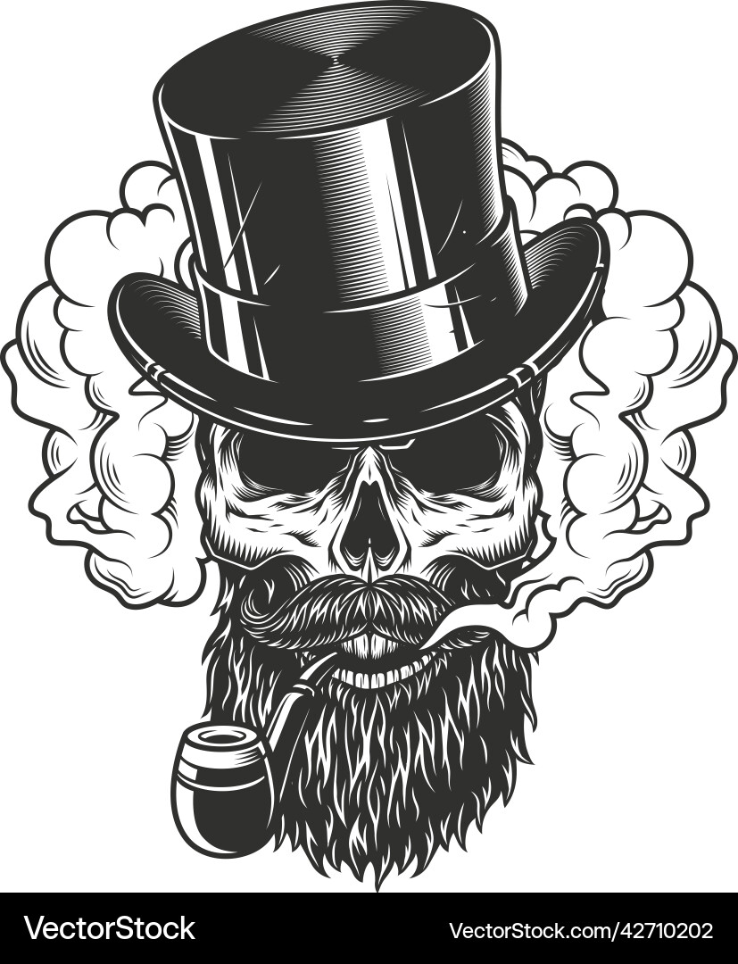 Skull in smoke cloud vector image